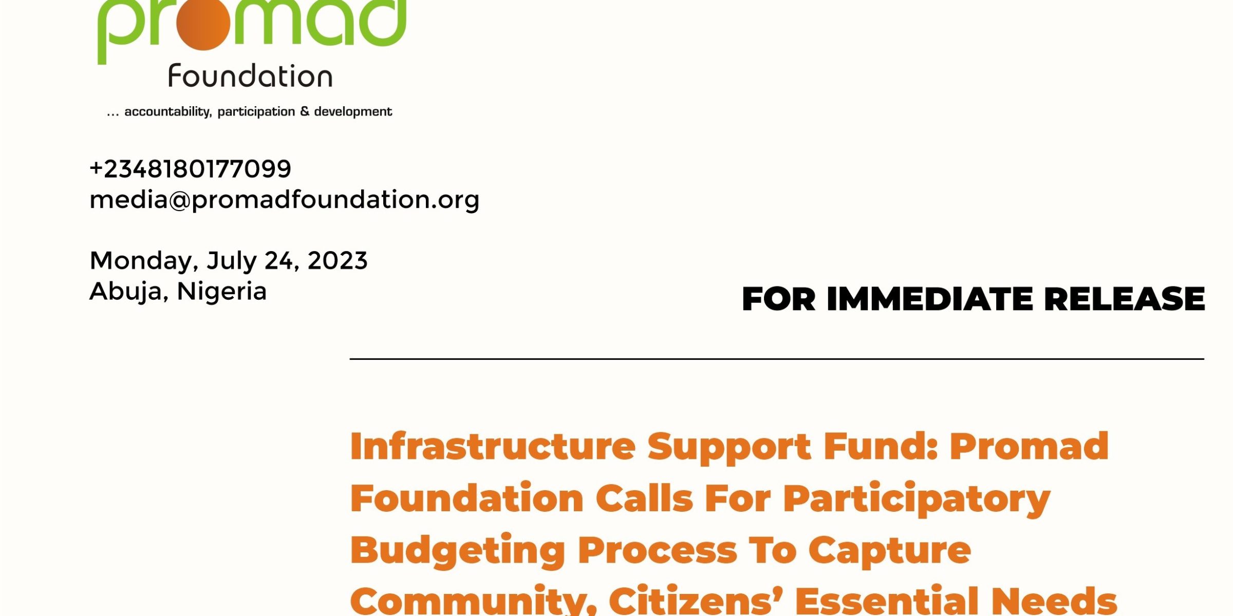 Citizen Participation in Infrastructure Support Fund