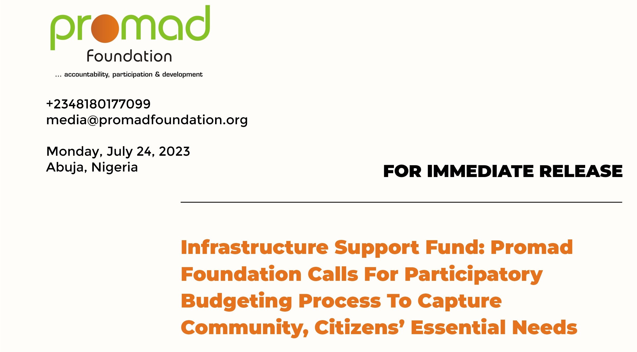 Citizen Participation in Infrastructure Support Fund